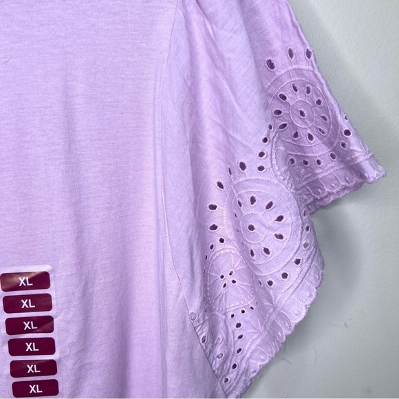 Gap Pink Eyelet Sleeve Top Size XL - Picture 3 of 8